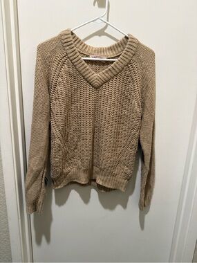 Philosophy Neutral Tan V-Neck Knit Sweater